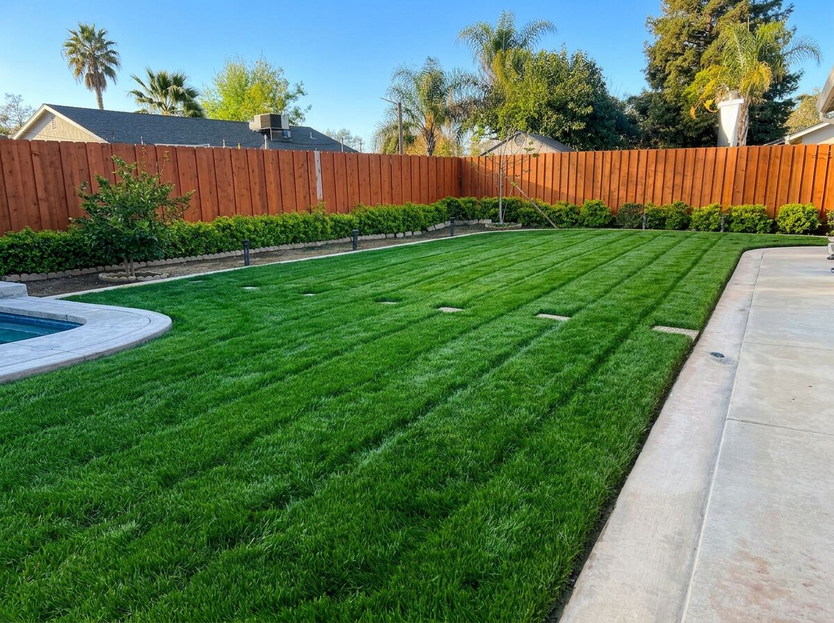 Backyard lawn striping by Efrain Lawn Service